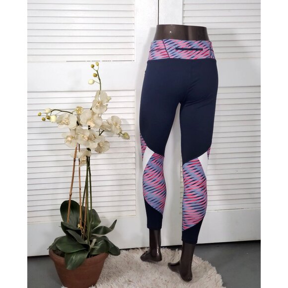 Athleta Women's Blue and Pink Electra Sonar 7/8 Tight Calf Leggings Sz M 1380 - Picture 7 of 13